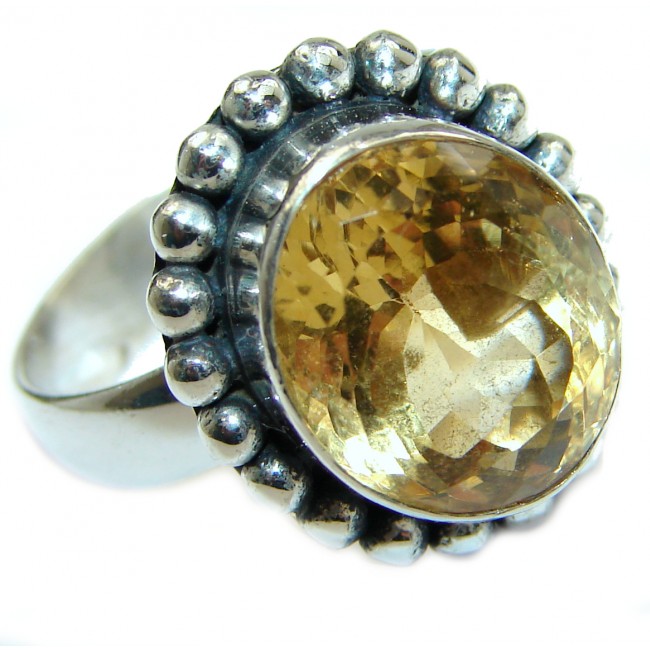 Natural Citrine .925 Sterling Silver handcrafted Ring s. 8