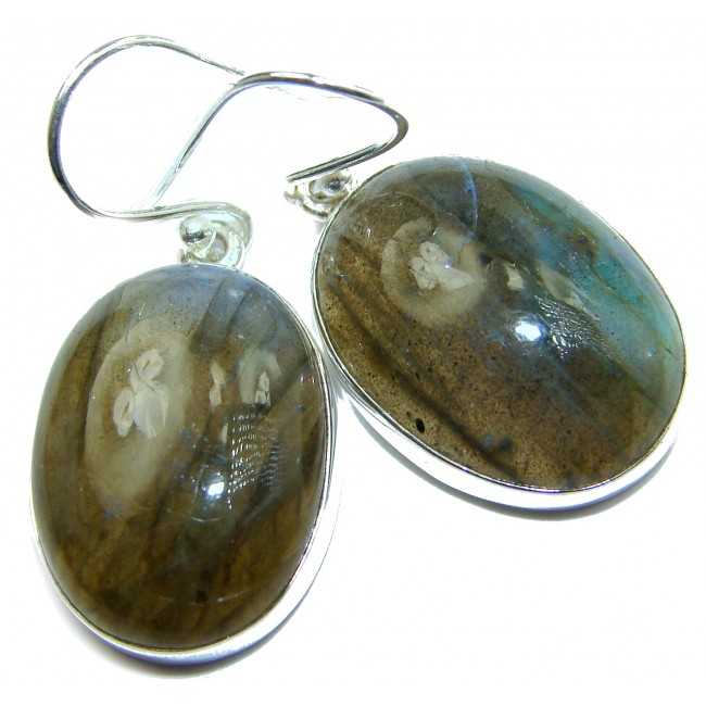 Natural Labradorite .925 Sterling Silver handcrafted Earrings