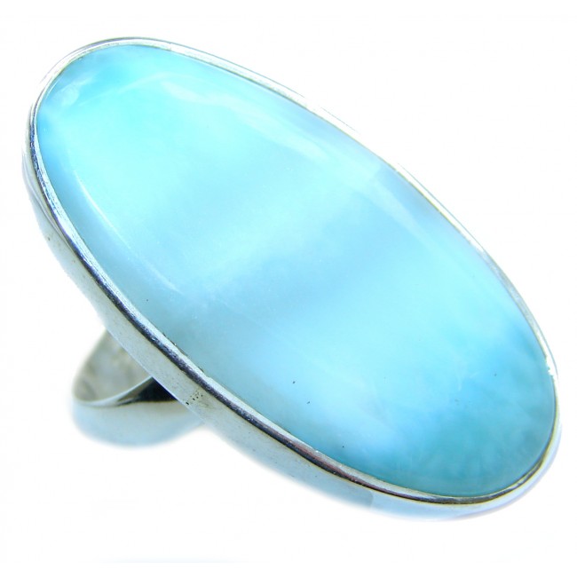 Larimar oxidized .925 Sterling Silver handcrafted ring size 7 adjustable