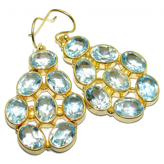 Summer Sky Swiss Blue Topaz Gold over .925 Sterling Silver handcrafted earrings