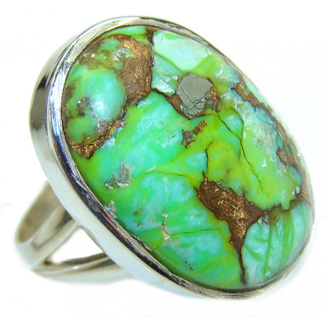 Copper Turquoise .925 Sterling Silver handmade Ring s. 6