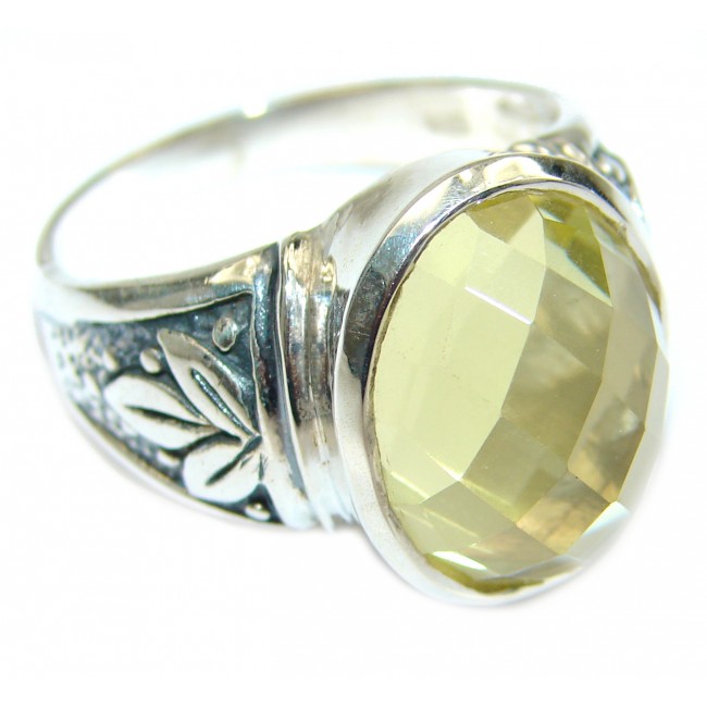 Vintage Style Natural Citrine .925 Sterling Silver handcrafted Ring s. 9 1/2