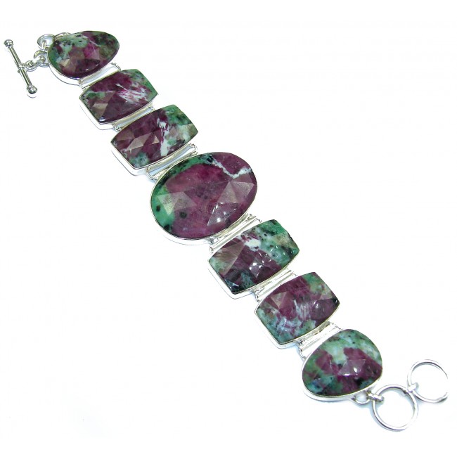 Beauty of Nature Ruby in Zoisite handmade .925 Sterling Silver handcrafted Bracelet
