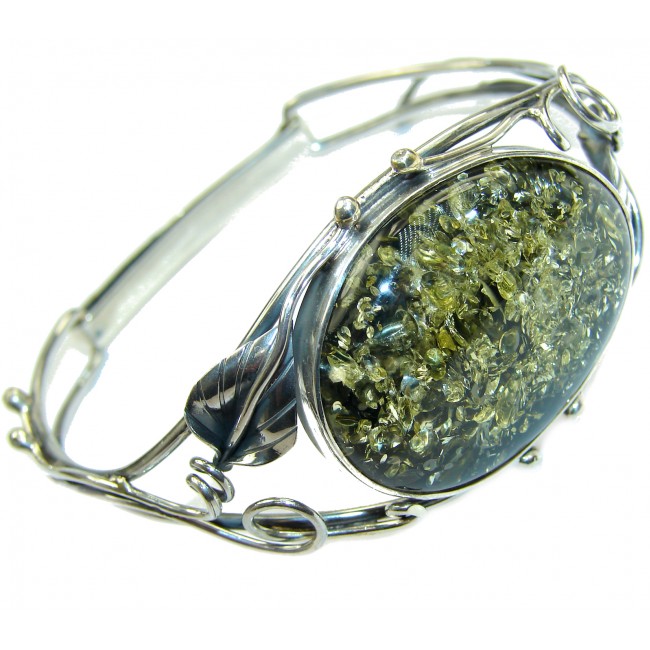 Gorgeous quality Green Polish Amber .925 Sterling Silver handcrafted Bracelet