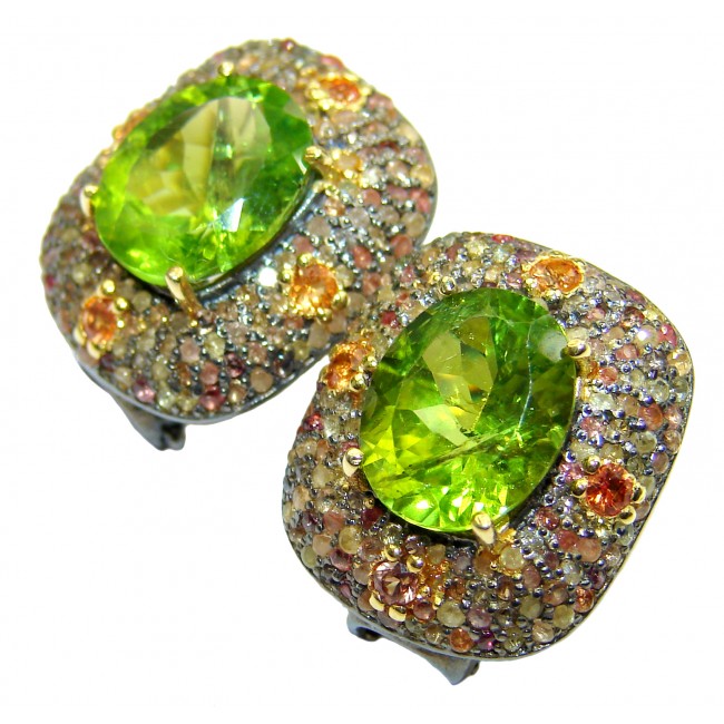 Authentic Peridot Golden Sapphire 18K Gold over .925 Sterling Silver handmade earrings