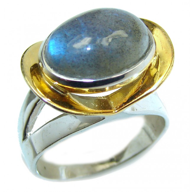 Infinity Labradorite 18K Gold over .925 Sterling Silver handmade ring size 9