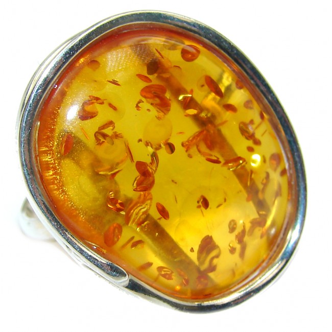 Huge Genuine Baltic Amber .925 Sterling Silver handmade Ring size 9 1/4