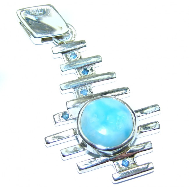 Perfectly Blue Larimar .925 Sterling Silver handmade pendant