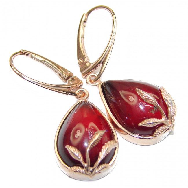 Authentic 28ct Garnet Rose Gold over .925 Sterling Silver handmade earrings
