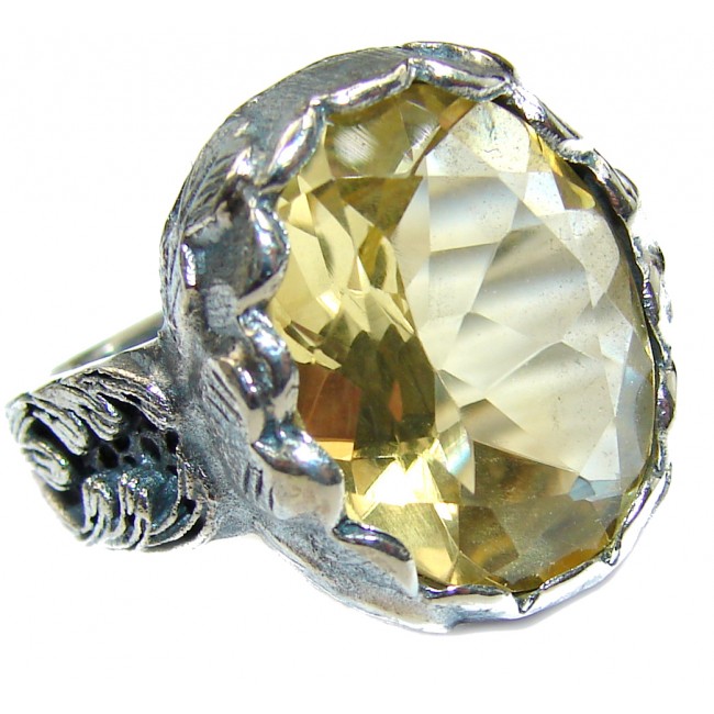 Vintage Style Natural Citrine .925 Sterling Silver handcrafted Ring s. 7