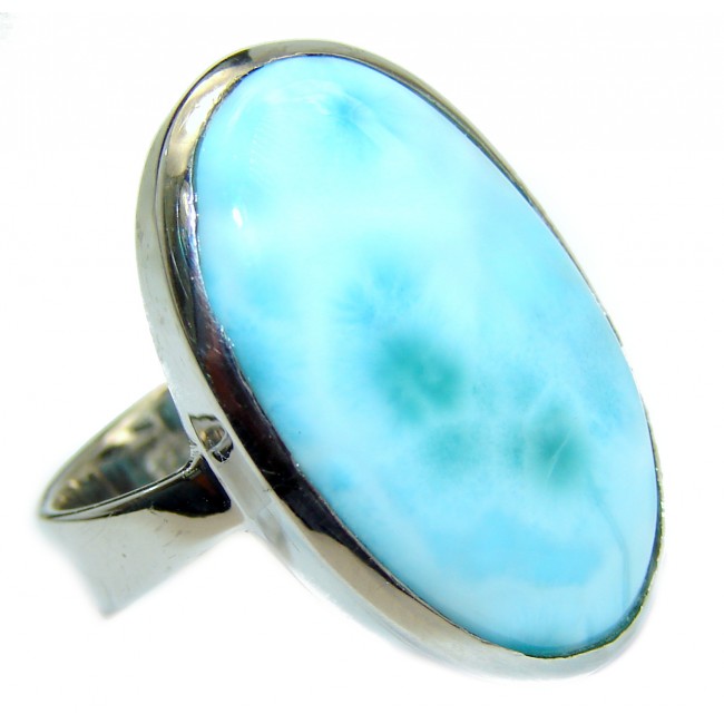 Natural Larimar .925 Sterling Silver handcrafted Ring s. 6 1/4