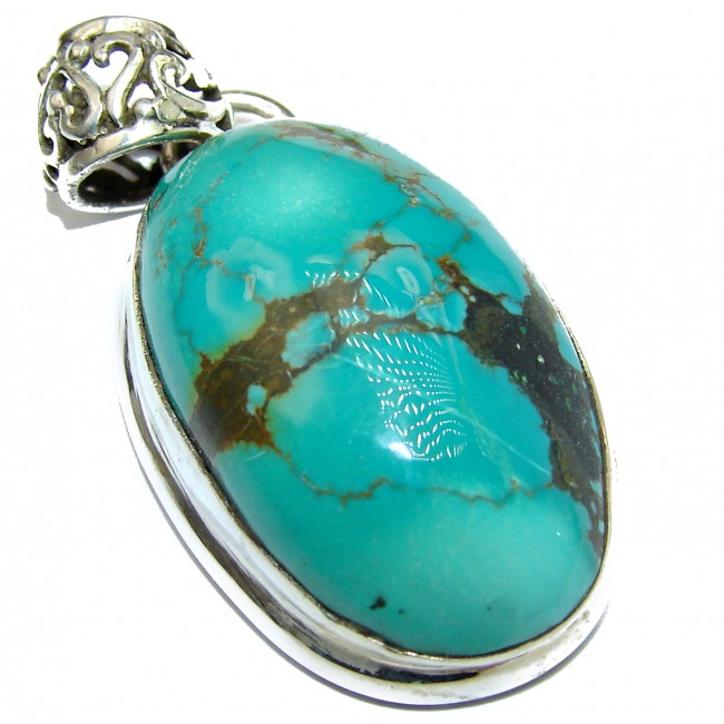 Huge Exquisite authentic Morenci Turquoise .925 Sterling Silver handmade Pendant