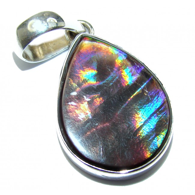 One of the kind genuine Ammolite .925 Sterling Silver Pendant