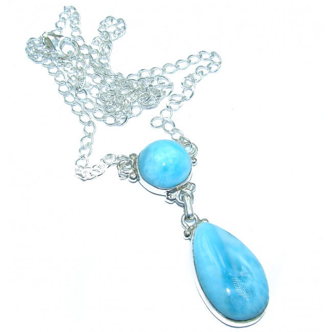 Huge Best quality authentic Larimar .925 Sterling Silver handmade necklace