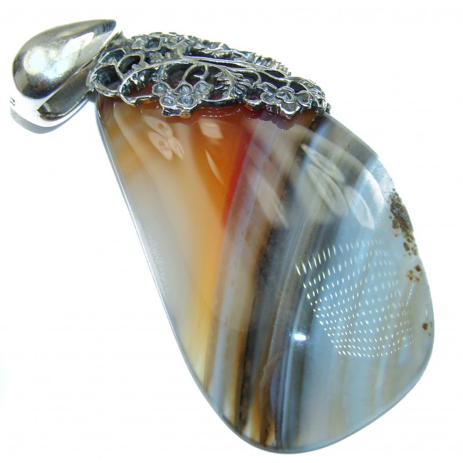 Stardust Botswana Agate .925 Sterling Silver handcrafted Pendant