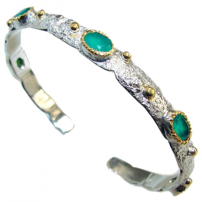 Emerald 14k Gold over .925 Sterling Silver handcrafted Bracelet