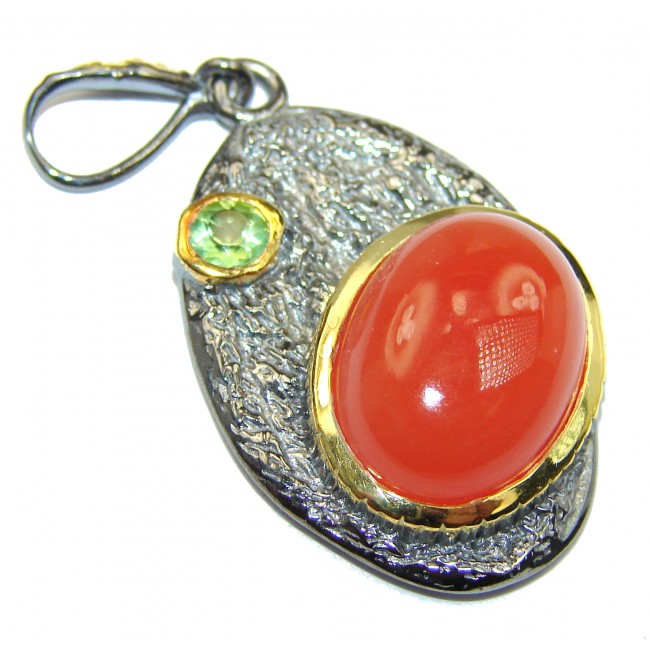 Beautiful authentic Carnelian 14K Gold over .925 Sterling Silver handmade Pendant