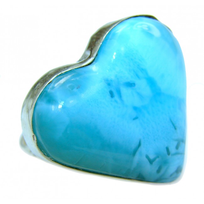 Angel's Heart Natural Larimar .925 Sterling Silver handcrafted Ring s. 8 3/4