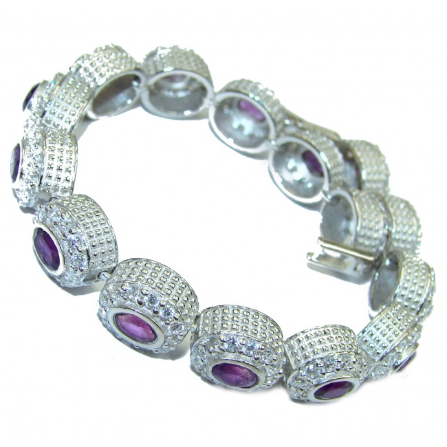 Chunky authentic Amethyst .925 Sterling Silver handcrafted Bracelet