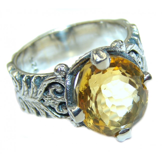 Vintage Style Natural Citrine .925 Sterling Silver handcrafted Ring s. 6