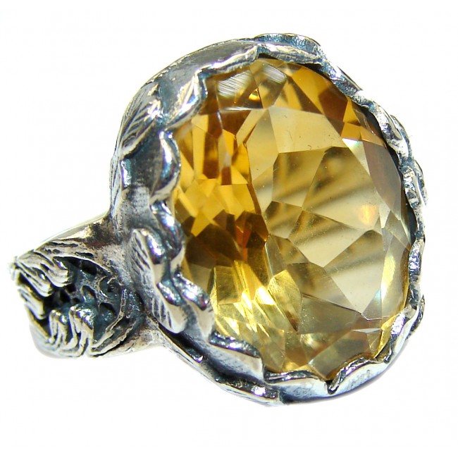 Vintage Style 25ct Natural Citrine 14ct Gold over .925 Sterling Silver handcrafted Ring s. 6