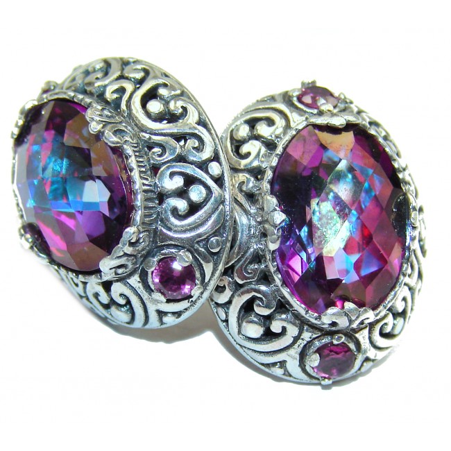 Amazing Pink Aqua Topaz .925 Sterling Silver handmade stud earrings