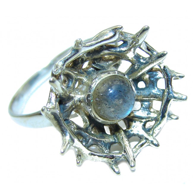 Regal Infinity Labradorite .925 Sterling Silver Bali handmade ring size 7 3/4