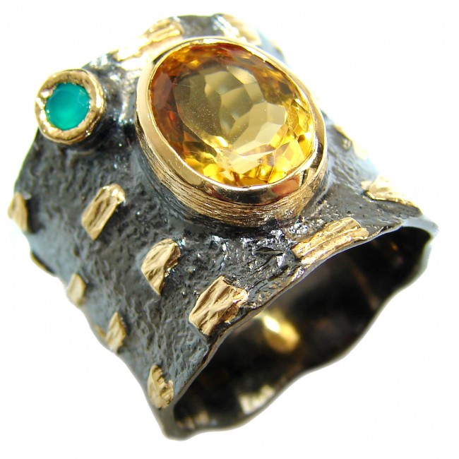 Vintage Style 20ct Natural Citrine 14ct Gold over .925 Sterling Silver handcrafted Ring s. 6
