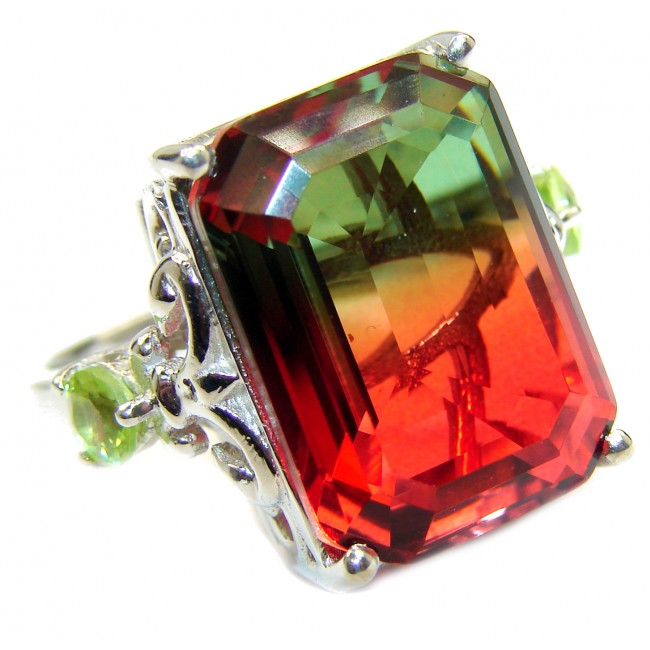 HUGE Top Quality Magic Volcanic Pink Tourmaline Topaz .925 Sterling Silver handcrafted Ring s. 8 1/2