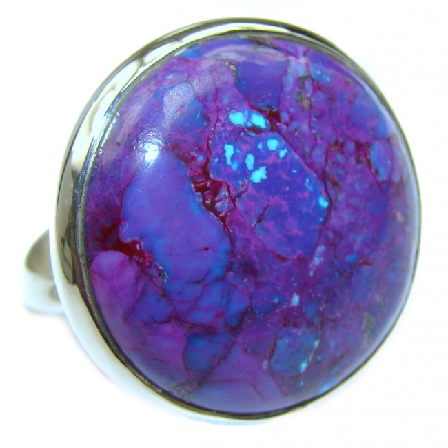 Huge Purple Turquoise .925 Sterling Silver handcrafted ring; s. 9 1/4