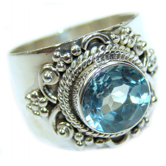 Energazing Swiss Blue Topaz .925 Sterling Silver handmade Poison Ring size 9 1/4