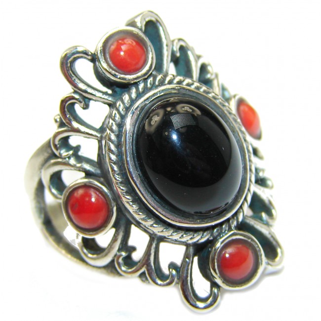 Majestic Authentic Onyx .925 Sterling Silver handmade Ring s. 8 1/2