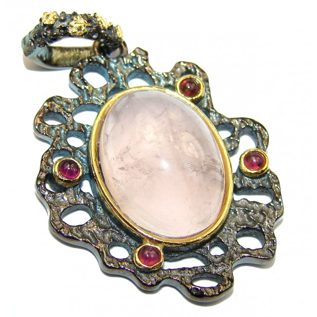 Pink Power Rose Quartz .925 Sterling Silver handcrafted Pendant