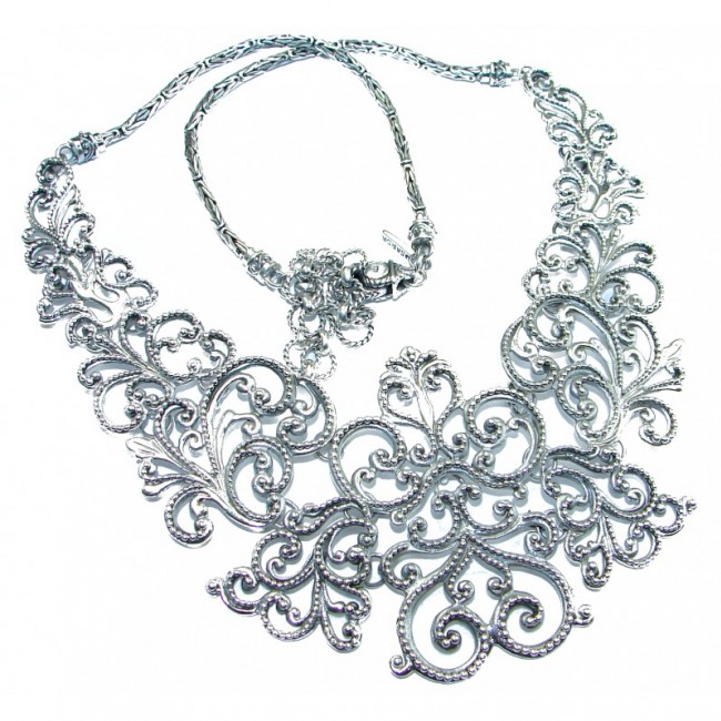 HUGE Rich Renaissance Design best quality .925 Sterling Silver handmade necklace