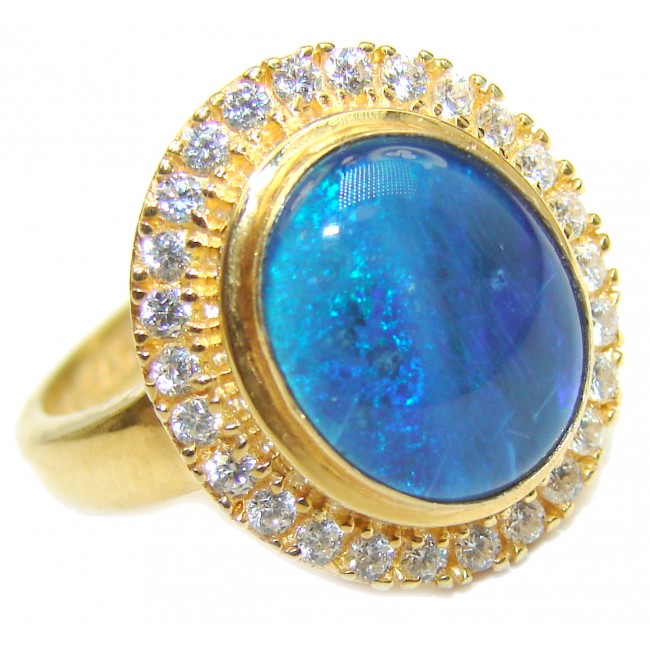 Australian Doublet Opal 18K Gold over .925 Sterling Silver handcrafted ring size 7 1/4