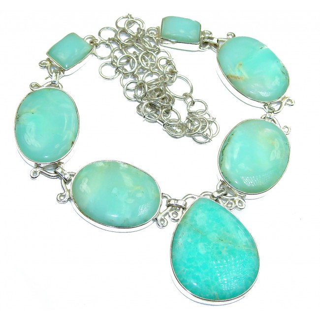 Natural Chrysoprase .925 Sterling Silver handmade necklace
