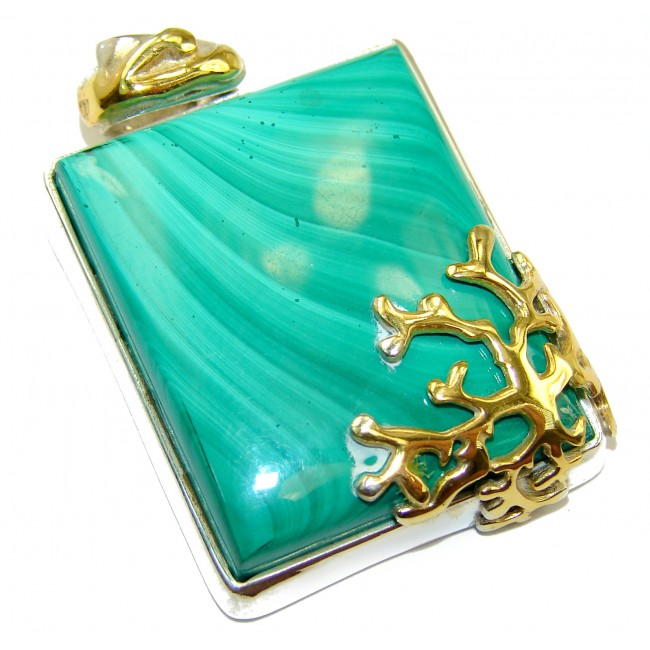 Top Quality Malachite 18K Gold over .925 Sterling Silver handmade Pendant