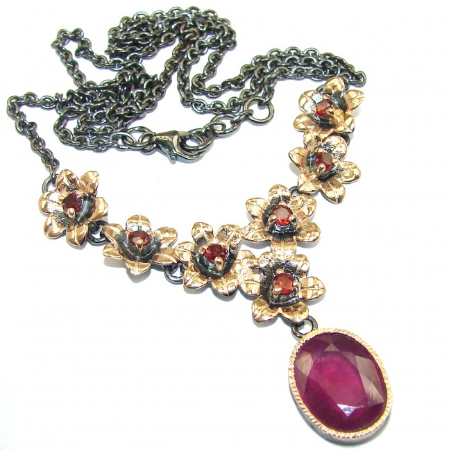 Genuine Ruby 18K Gold over .925 Sterling Silver handcrafted necklace