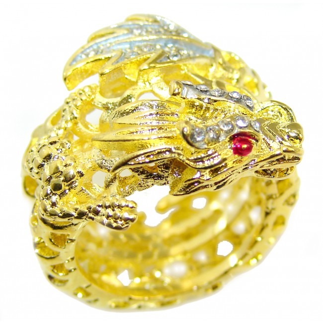 Golden Dragon Gold over .925 Sterling Silver handmade Ring size 6