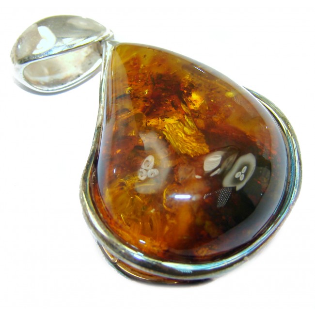 Beautiful Natural Baltic Amber .925 Sterling Silver handmade Pendant
