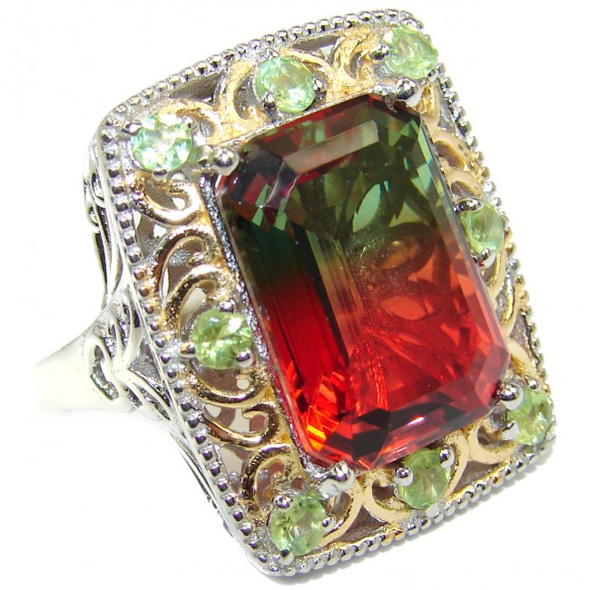 Huge Top Quality Volcanic Pink Tourmaline color Topaz .925 Sterling Silver handcrafted Ring s. 9