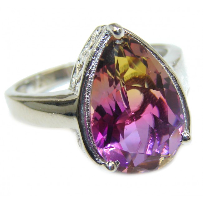 Genuine 25ct Ametrine .925 Sterling Silver handcrafted ring; s. 7 3/4