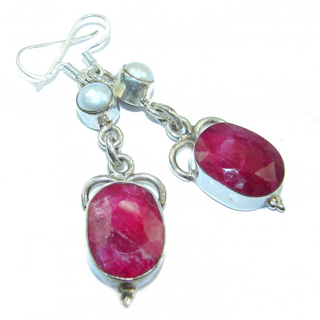 Spectacular genuine Ruby .925 Sterling Silver handcrafted earrings