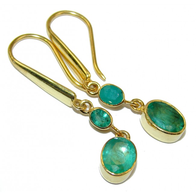 Bohemian Style Emerald .925 Sterling Silver handcrafted Earrings