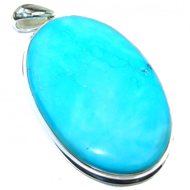 HUGE Exquisite Sleeping Beauty Turquoise .925 Sterling Silver handmade Pendant