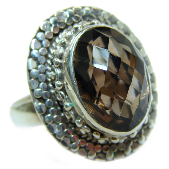 Authentic Smoky Topaz .925 Sterling Silver handcrafted ring; s 7 3/4