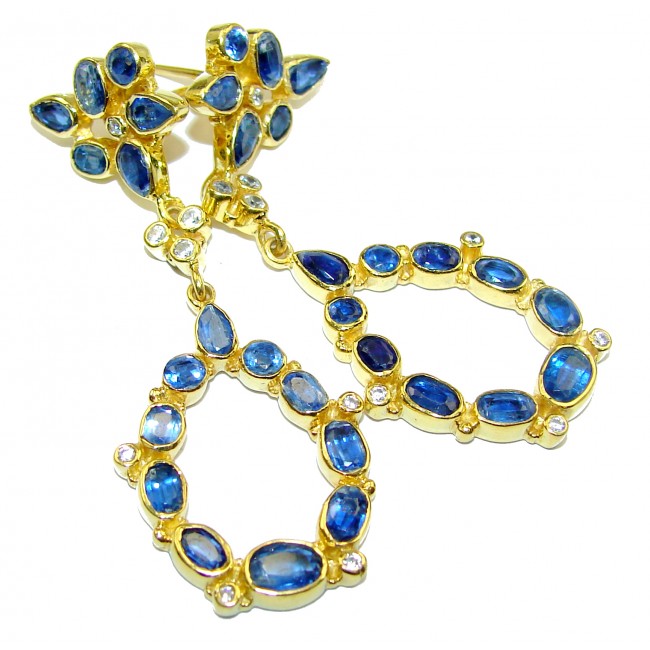 Secret Beauty Sapphire 18K Gold over .925 Sterling Silver handcrafted earrings