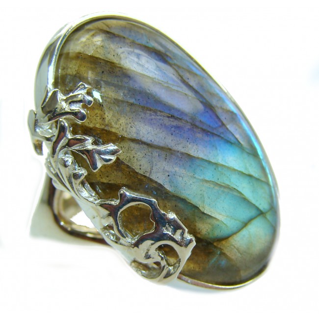 Regal Infinity Labradorite .925 Sterling Silver handmade ring size 6 1/4