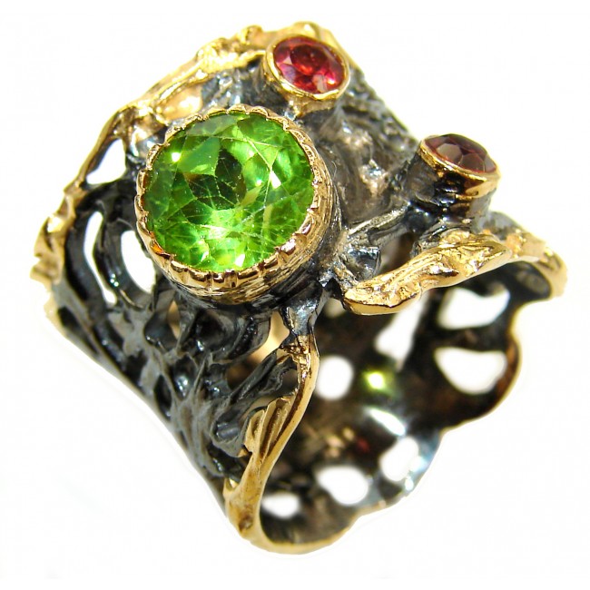 Energizing authentic Peridot .925 Sterling Silver handmade Ring size 6