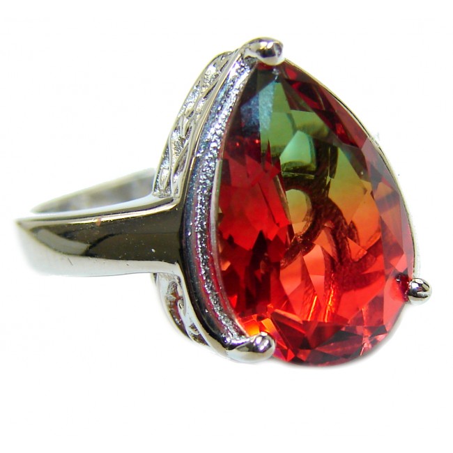 Genuine 25ct Tourmaline .925 Sterling Silver handcrafted ring; s. 6 3/4